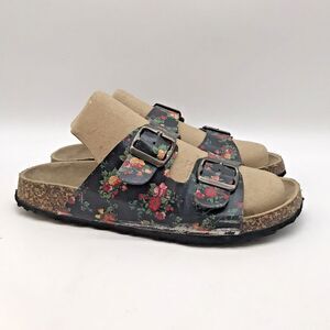 Bobbie Brooks Ladies S (6-7) Must Haves Floral Double Strap Cork Slide Sandals
